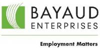 Logo with green box and arced lines and text that reads Bayaud Enterprises. Employment Matters. 
