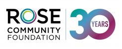 The 30th-anniversary logo for the Rose Community Foundation.